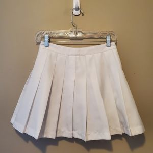 Forever21 High Waist Pleated Skirt White Small